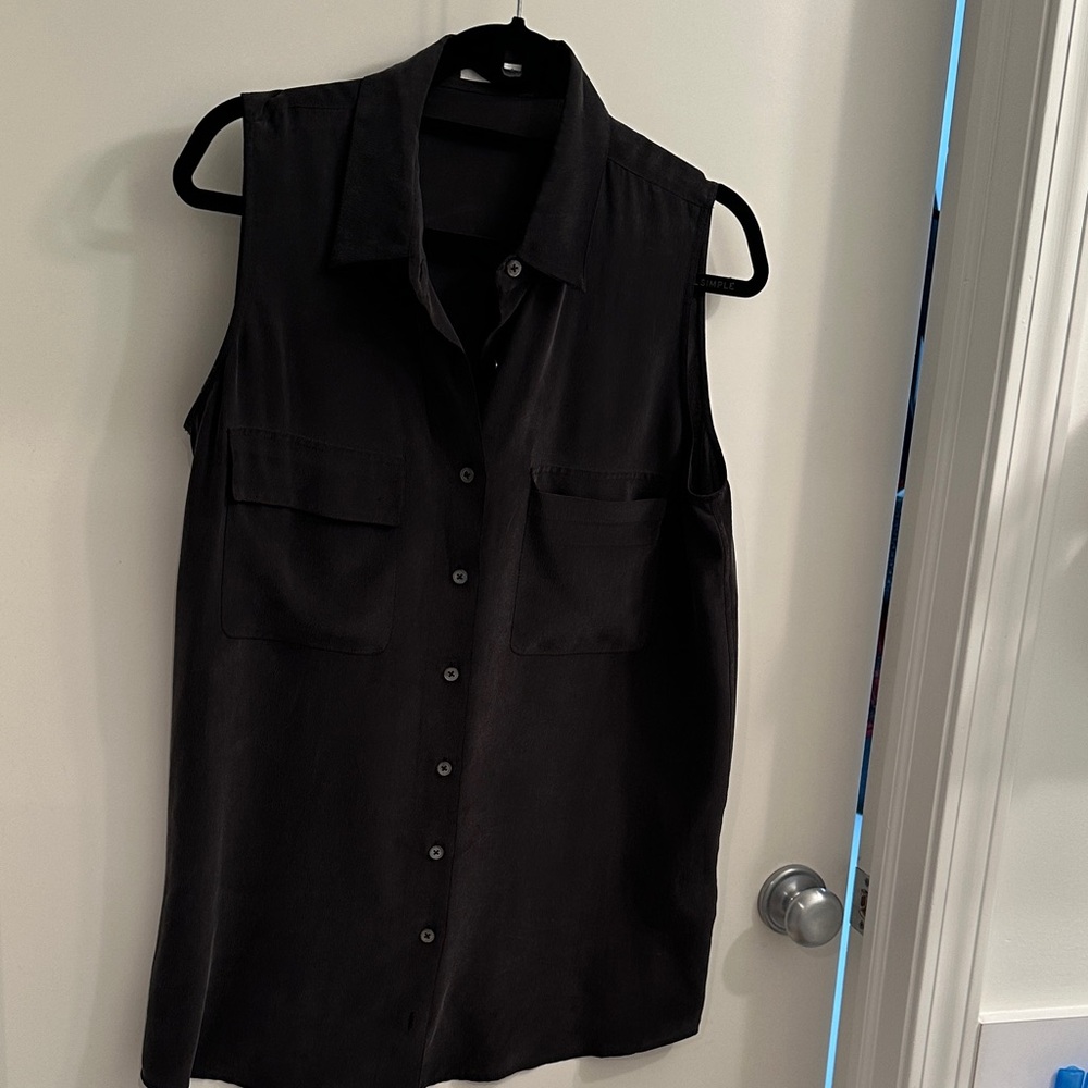 Equipment charcoal grey Sleeveless Button-Down Shirt